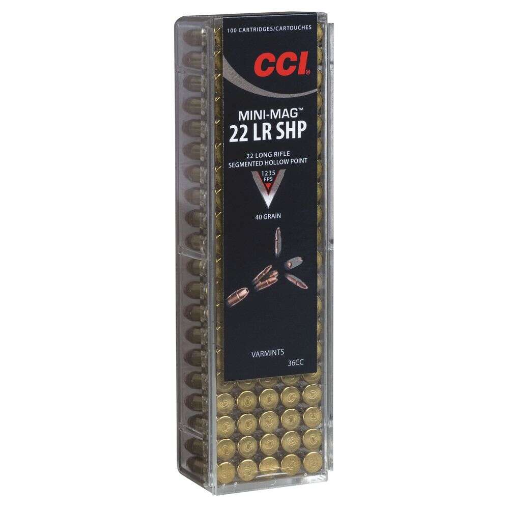 Ammunition CCI   Speer 135 ft lbs 22LR CCI 36CC  22LR       MINIMAG   40 SEGHP     100/50 • Model: 135 ft lbs